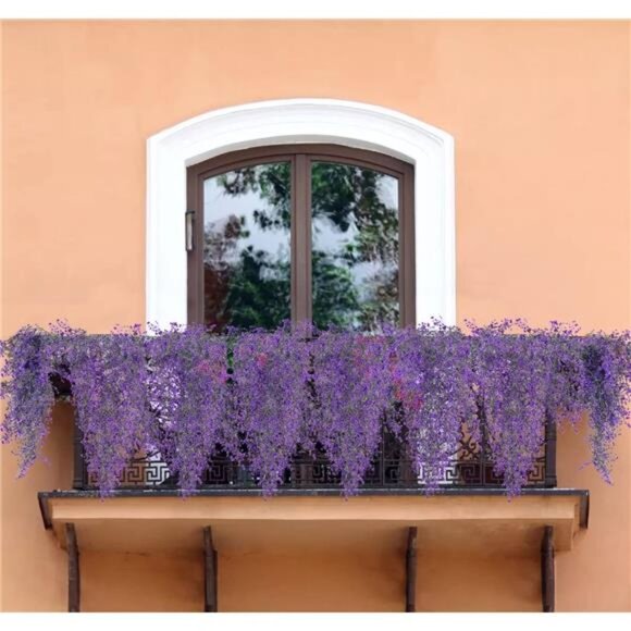 RECUTMS 4pcs Artificial Hanging Plants Indoor Fake Hanging Plants Wall Purple - Picture 5 of 7